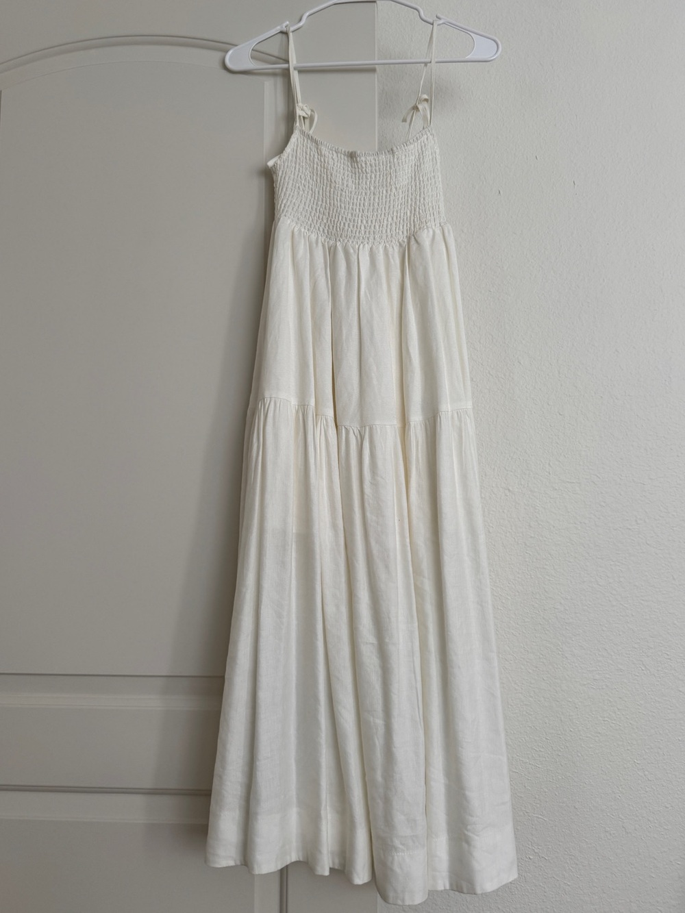 Astr the Label White Smocked Bodice Midi Dress